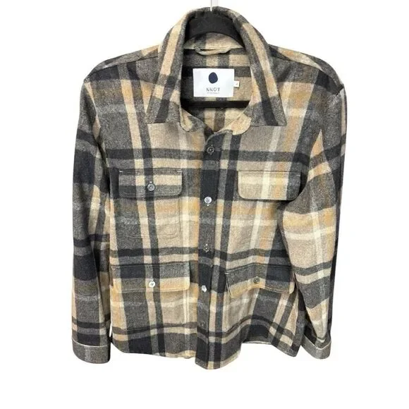 NN 07 Eddard Plaid Button-up Wool Blend Shirt Jacket Italian fabric L